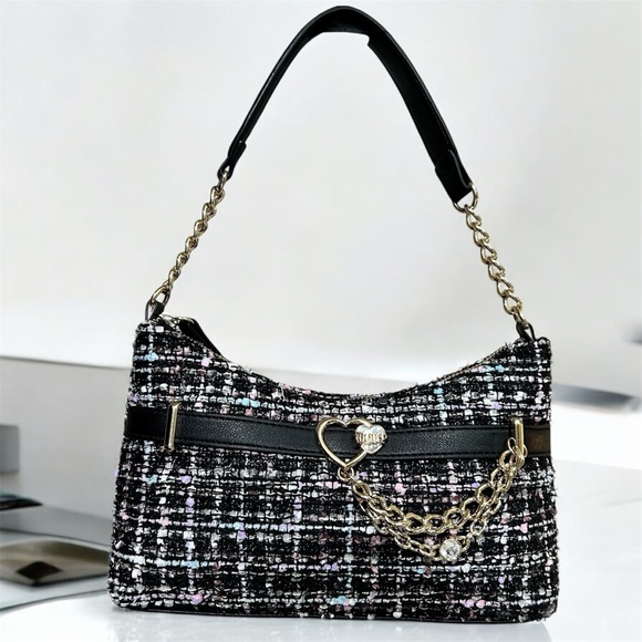Juicy Couture Open Heart Shoulder Bag In Tweed NWOT